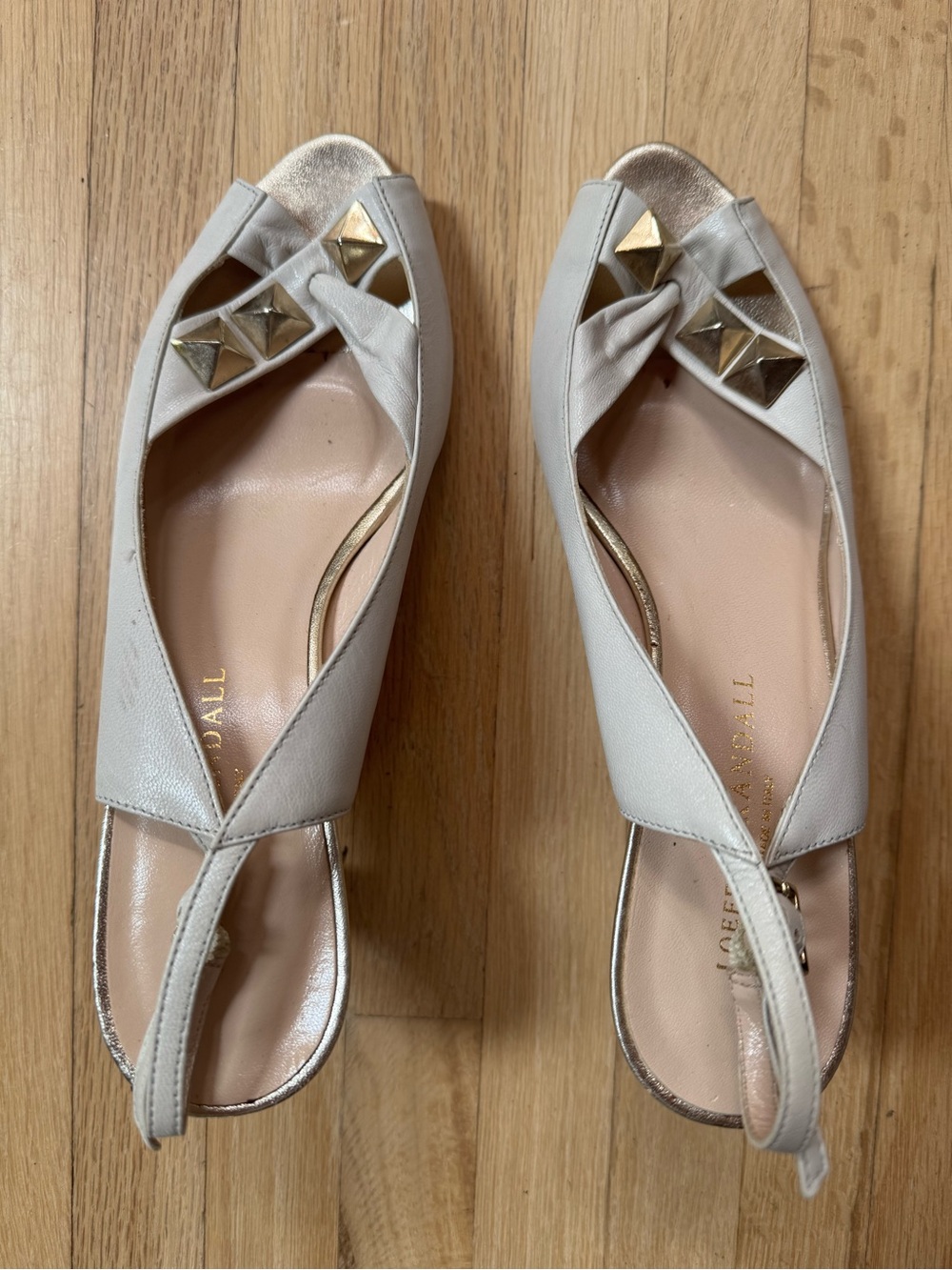 Loeffler Randall Cream Kitten Heel with Studs
